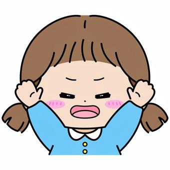 両手をあげて叫ぶ女の子 叫ぶ,怖がる,びっくり,驚く,子供,女の子,焦る,恐怖,大声,奇声のイラスト素材