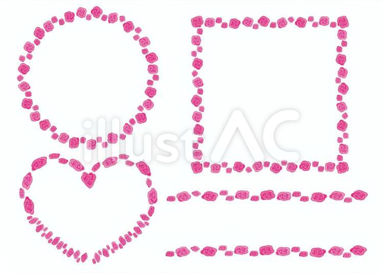 8薔薇・カーネーション枠（大小、ピンク） カーネーション,母の日,フレームのイラスト素材