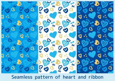 Pattern 02_ Heart and ribbon blue series, white day, heart, heart pattern, JPG and AI