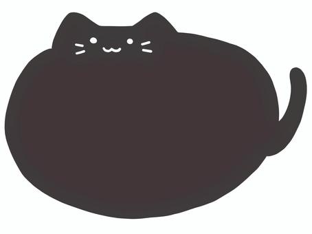 丸い黒猫のフレーム 猫,黒猫,フレーム,ふせん,メモ帳,手描き,かわいい,ゆるい,デフォルメのイラスト素材