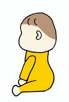 赤ちゃんイラスト　おすわり 赤ちゃん,ベビー,新生児,ロンパース,手書き,お座り,横向きのイラスト素材