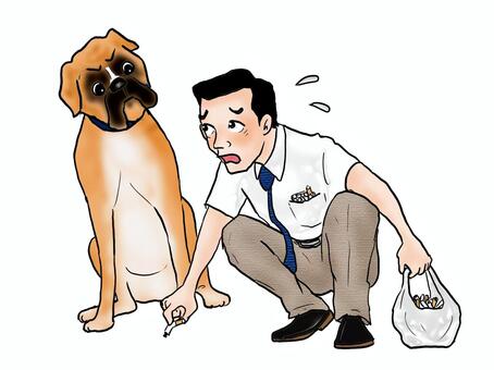 もう、ポイ捨てはしませんてば 人物,大人,男性,サラリーマン,ネクタイ,汗,ポイ捨て,ビニール袋,吸い殻,動物のイラスト素材