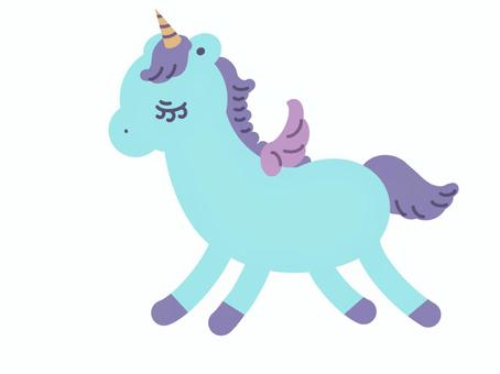 水色のユニコーン ユニコーン,水色,メルヘン,かわいい,シンプル,挿し絵のイラスト素材