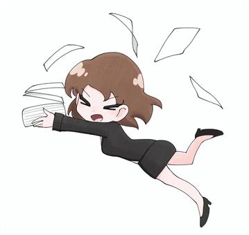 転ぶOL女子1 女性,女の子,女子,ビジネスウーマン,オフィス,仕事,ol,会社員,ドジ,天然のイラスト素材