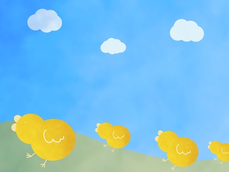 シンプルなヒヨコの背景(水色) ヒヨコ,ひよこ,シンプル,背景,壁紙,水色,鳥,動物のイラスト素材