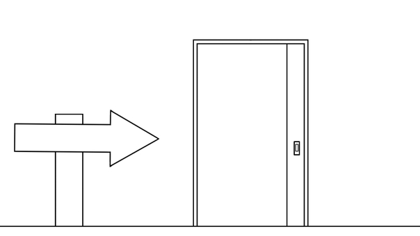 扉(線画)6_4 扉,矢印,引き戸,片開き,線画,開く,誘導,入口,出口,シンプルのイラスト素材