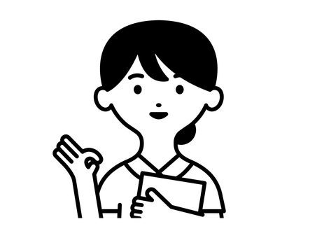書類を持ちOKポーズをする女性看護師 女性,人,看護師,ナース,病院,ok,ポーズ,大丈夫,マル,ポイントのイラスト素材