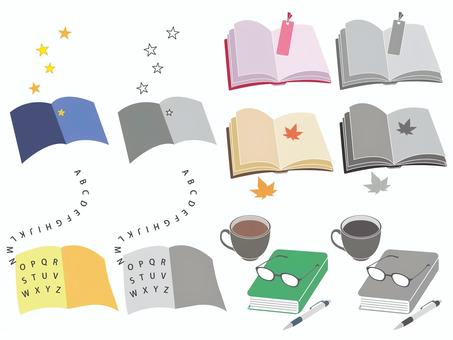 Illustration, чтение, черно-белое изображение, библиотека, 