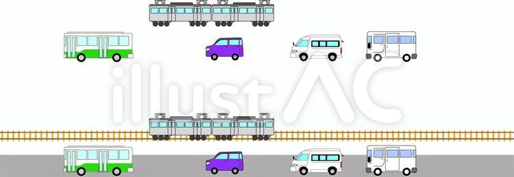 電車 線路 車 バス 道 乗り物イラスト No 無料イラストなら イラストac