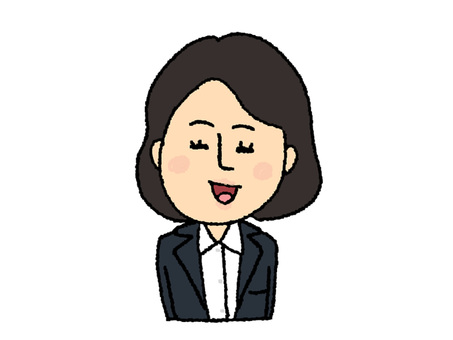 笑顔の女性 女性,笑顔,スーツ,pop調,手描き,挿絵,ワンポイント,素材,商用可,無料のイラスト素材