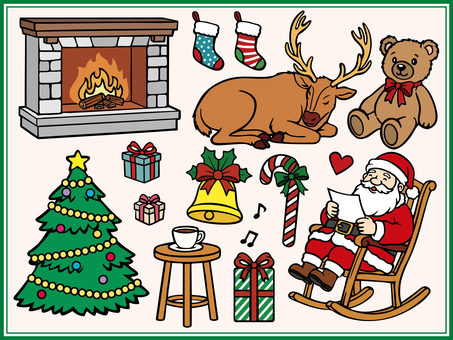 Illustration, christmas, material, set, 