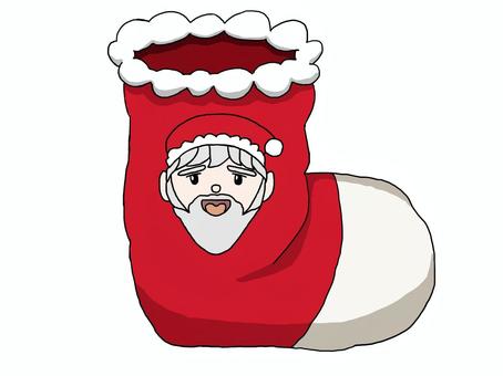 クリスマスの大きな靴下 クリスマス,靴下,衣料,サンタ,サンタクロース,大きい,赤,白,ふわふわ,もこもこのイラスト素材