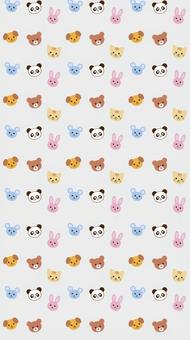 動物柄の壁紙_背景_グレー 動物柄の壁紙_背景_グレー スマホ壁紙,縦長背景,待ち受け,動物,犬,猫,パンダ,くま,うさぎ,ねずみのイラスト素材