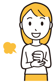  ロングヘア女性(黄)-090-バスト 納得,女性,女の子,人物,かわいい,理解,思いつく,アイデア,閃き,発見のイラスト素材