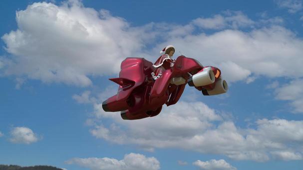 クリスマス3-1 サンタ,乗り物,空,雲,飛ぶのイラスト素材