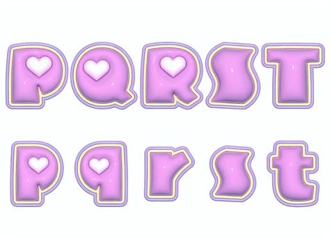 ぷっくり文字　アルファベット　PQRST ぷっくり文字,ぷっくり,可愛い,3d,立体,ピンク,アルファベット,ローマ字のイラスト素材