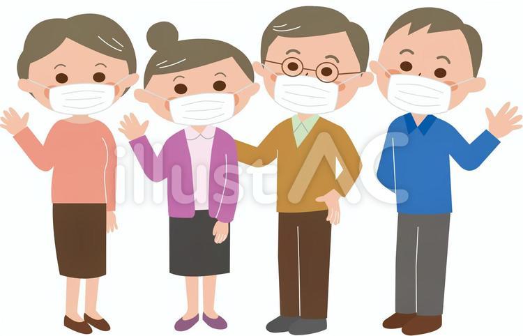 高齢者（マスク付） 人物,マスク,高齢者のイラスト素材