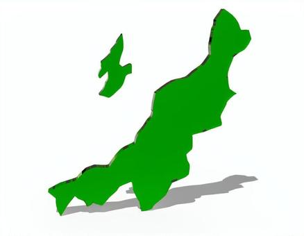 日本_新潟県単独_緑 新潟県,新潟,緑,日本,地図,都道府県,立体,強調,県,国土のイラスト素材