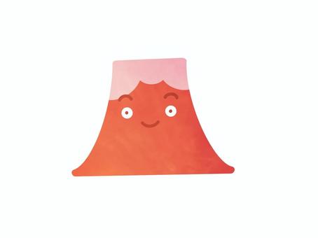 富士山のキャラクター(赤富士) 富士山,ふじさん,やま,赤い,赤色,縁起物,素材,アイコン,初夢,シンプルのイラスト素材