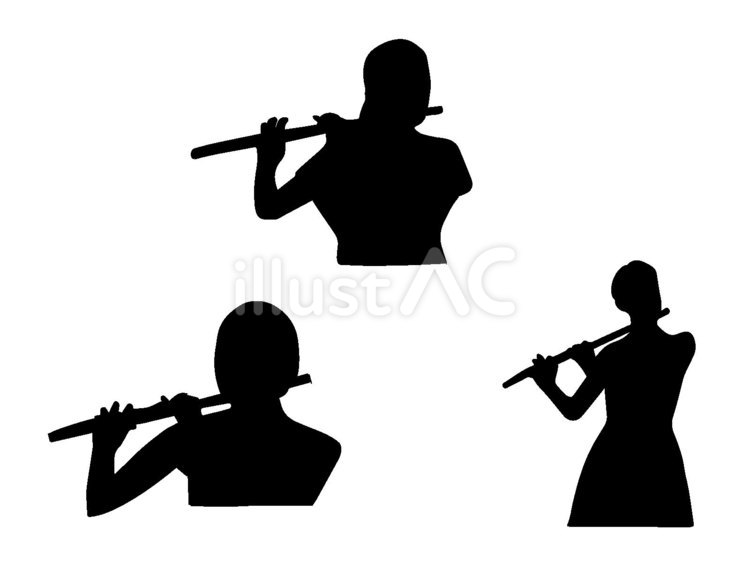 フルートを演奏する人のシルエット フルート,管楽器,上半身のイラスト素材