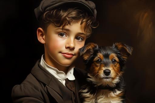 boy and puppy, , JPG