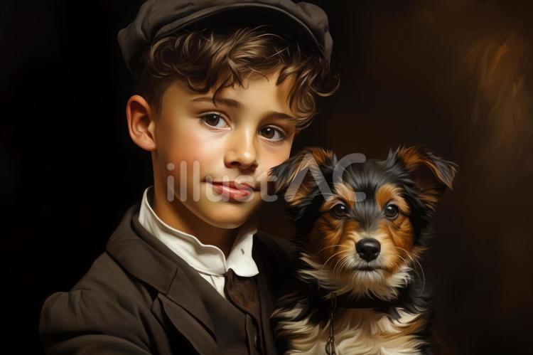 男の子と子犬 男の子,笑顔,子犬のイラスト素材
