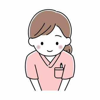 お辞儀をする女性看護師 女性看護師,お辞儀,医療,病院,挨拶,感謝,謝罪,礼儀,接客,案内のイラスト素材