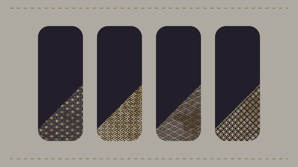 和柄とゴールドの縦長ネイビーバナーセット 和柄とゴールドの縦長ネイビーバナーセット バナー,見出し,縦長,長方形,エレメント,和柄,麻の葉,毘沙門亀甲,七宝,青海波のイラスト素材