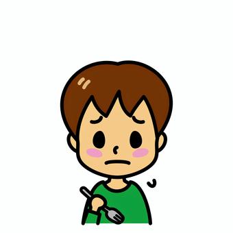 男の子　食欲がない 病気,子供,食欲,味覚異常,症状,食欲不振,園児,幼児,小学生,フォークのイラスト素材