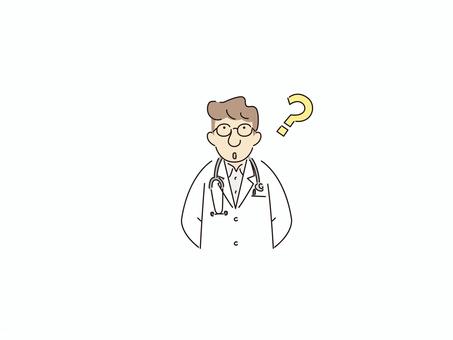 疑問に思う男性医師 不思議,問い,疑念,謎,不確か,疑う,不明,カラー,医師,男性のイラスト素材