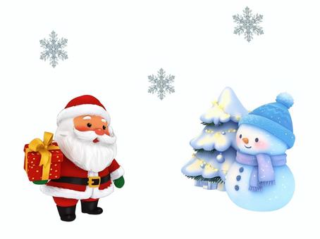 クリスマス雪の結晶雪ダルマサンタクロース クリスマス,サンタ,サンタクロース,雪だるま,雪ダルマ,雪,結晶,可愛いサンタ,可愛い,ツリーのイラスト素材