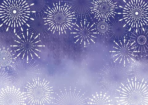 花火　フレーム13A 花火,夏,背景,フレーム,祭り,綺麗,風流,カラフル,ポップ,水彩のイラスト素材