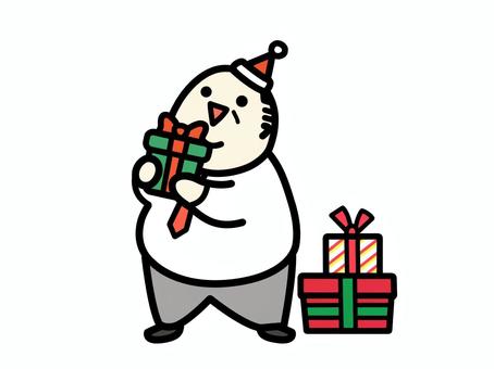 クリスマスプレゼントを持つ中年男性 おじさん,男性,中年,クリスマス,プレゼント,可愛い,サラリーマン,持つ,会社員,嬉しいのイラスト素材