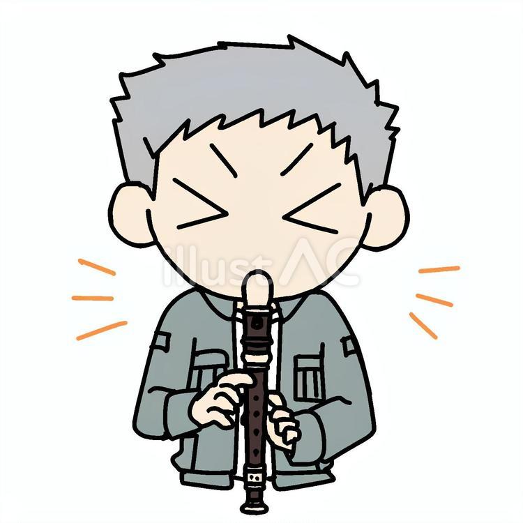 リコーダーを吹くおじいさん おじいさん,リコーダー,吹くのイラスト素材
