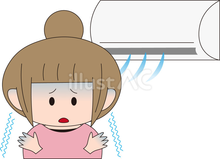 エアコン　冷え性　女性 エアコン,冷房,冷え性のイラスト素材