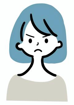 怒った女性 女性,怒る,イライラ,腹が立つ,不機嫌,キレる,かわいい,シンプル,ラフタッチ,手書き風のイラスト素材