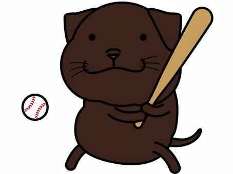 チョコラブさん 野球 野球,ボール,バット,チョコラブ,ラブラドール,ラブラドールレトリバー,キャラクター,犬,動物,スポーツのイラスト素材
