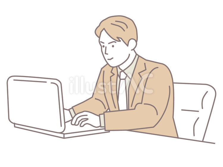 人物素材101＿パソコンをする会社員 アイコン,人,会社員のイラスト素材