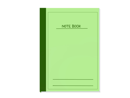 ノート(緑) ノート,筆記用具,学校,大学ノート,帳面,自由帳,中学校,ステーショナリー,記録,高校のイラスト素材