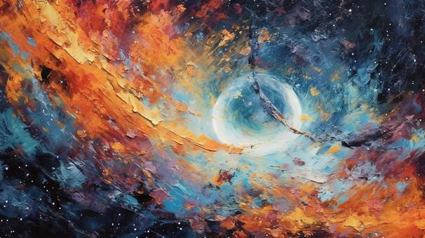 Illustration, space, galaxy, oil, 