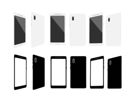 Black (monitor transparent) and white smartphone set, JPG, PNG and AI Black (monitor transparent) and white smartphone set, smartphone, mobile phone, mobile, JPG, PNG and AI