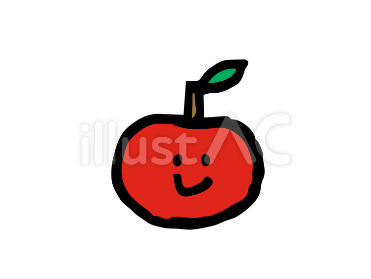 かわいいりんごちゃん りんご,赤,果物のイラスト素材