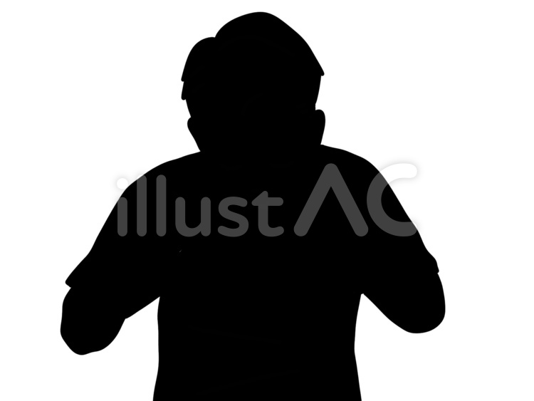 男性　食事　シルエット　かきこむ 男性,食事,食べるのイラスト素材