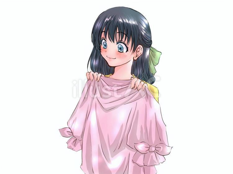 デートで着ていく服を選ぶ女の子 服,選ぶ,人物のイラスト素材