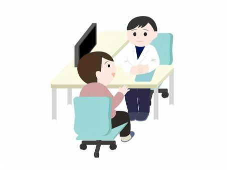 医師と患者のコミュニケーション カウンセリング,相談,アドバイス,男性,相談員,悩み,相談室,前向き,カウンセラー,話すのイラスト素材
