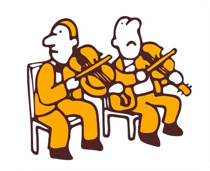 バイオリン奏者（単色） 人物,男性,座る,弦,音符,9月,10月,11月,パステルカラー,かわいいのイラスト素材