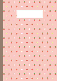 いちご表紙_たて いちご,ピンク,ノート,表紙,勉強のイラスト素材