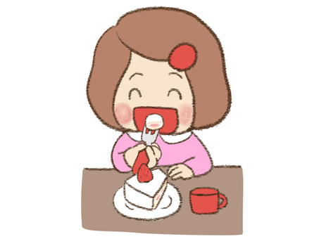おやつを食べる女の子 視覚支援,お支度ボード,絵カード,スケジュール,子ども,おやつのイラスト素材