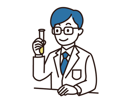 研究員　イラスト　実験 研究員,科学者,研究,白衣,メガネ,試験管,科学,化学,バイオ,学者のイラスト素材