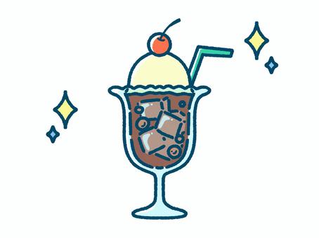 キラキラのコーラフロート コーラフロート,コーラ,アイスクリーム,喫茶店,ドリンク,ジュース,さくらんぼ,バニラアイス,食べ物,飲み物のイラスト素材